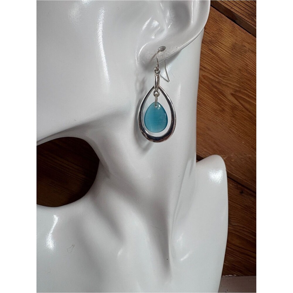 S925 Aqua Blue Teardrop Earrings